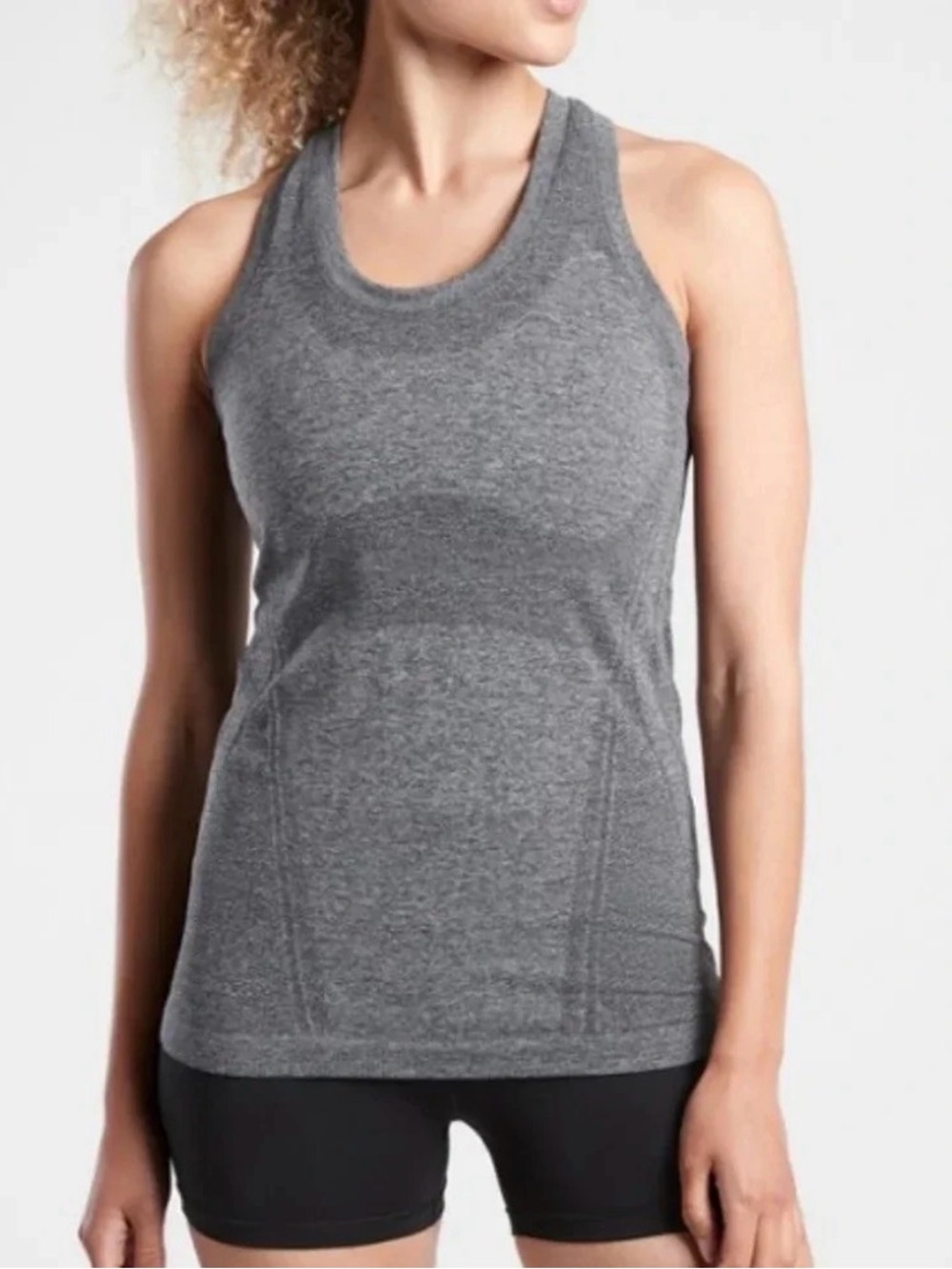 Athleta Momentum Heather Racerback Tank Top, Charcoal Gray, Size M